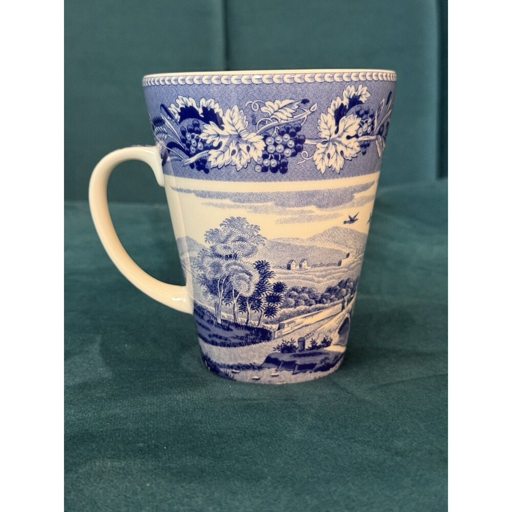 Spode Blue Room Collection Lucano Mug Blue White Transferware 2006 4.5” Tall